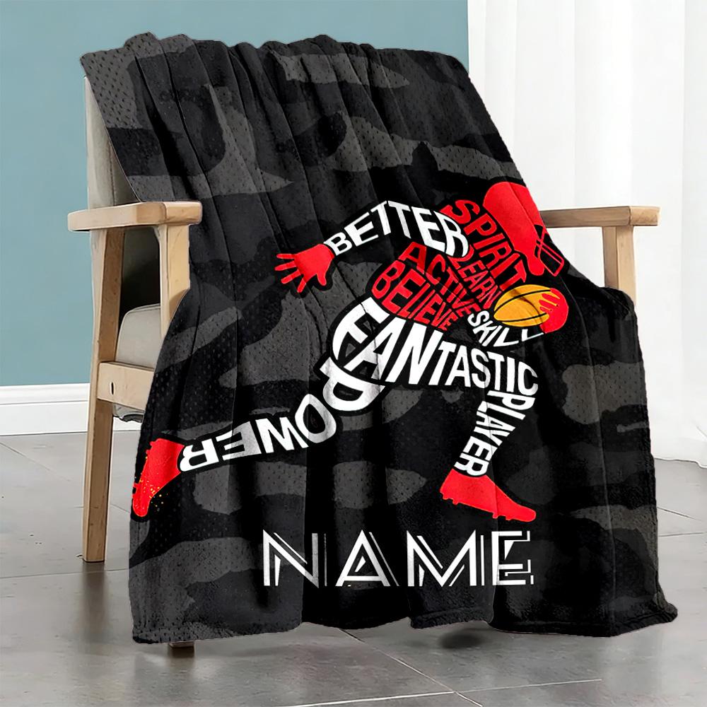 Rugby13 Personalized Name Blanket Multi-purpose Customizable Blanket Ultra-Soft Throw For Chair Seaside Bedding Picnics Ideal for All Seasons