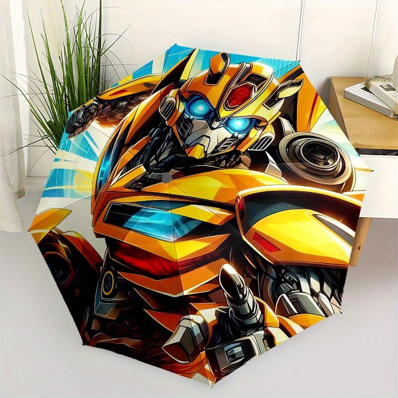 

1pc Transformers Bumblebee Robot Artwork Umbrella with Plastic Handle,Suitable for All Seasons Home Travel Outdoor UmbrellaM900