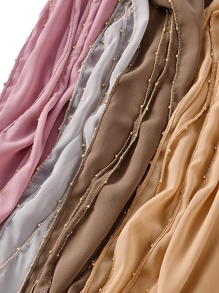 Elegantes Damen Einfaches Solides Kette Seiden Schal Kopftuch Wickeltuch Schal Sonnenschutz Bandana Hijab Damen Böhmisch Schal Pareo Sommer Neu
