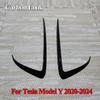 2Pcs Car Front Fog Light Cover For Tesla Model 3 Y 2017-2024 Lamps Blade Trim Spoiler Wind Knife Bumper Gloss Black ABS Tuning