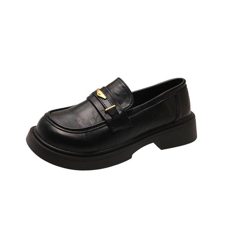 Cowhide version loafers women's 2025 autumn new shoes retro commuter black platform British style small leather shoes
