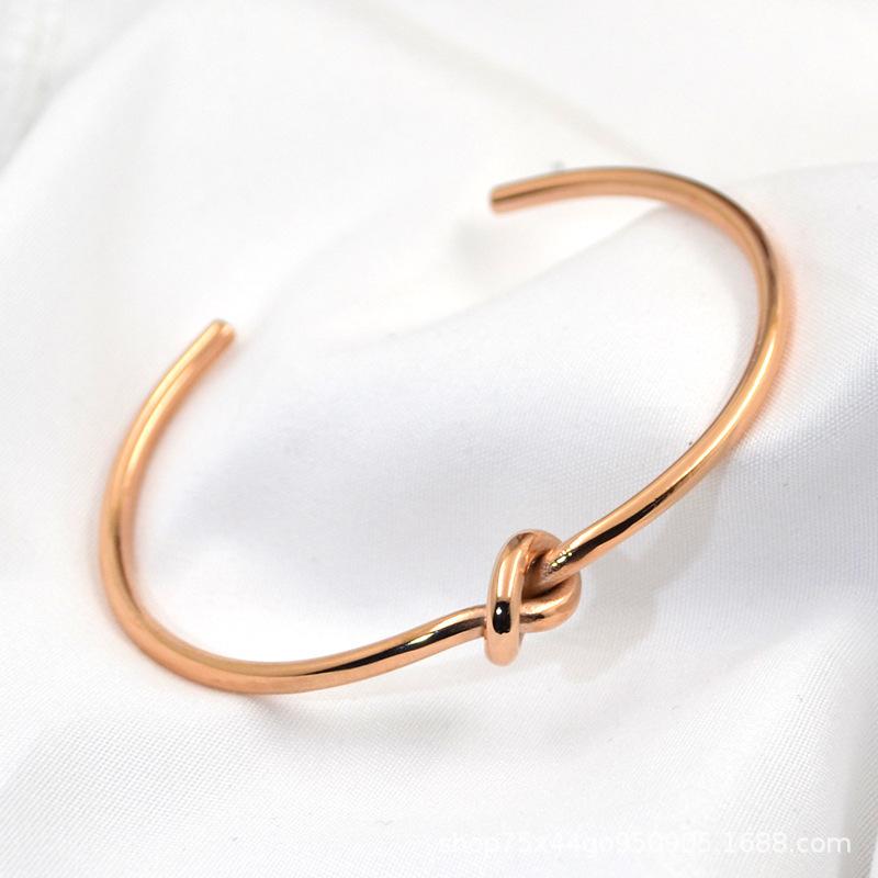 Metal Jade Love Knot Bracelet Titanium Steel Bracelet Open Rose Gold Hand Jewelry