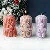 DIY Santa Claus Reindeer Cylindrical Candle Silicone Mold Hat Bear Christmas Tree Relief Cylindrical Candle Mold Christmas Gift