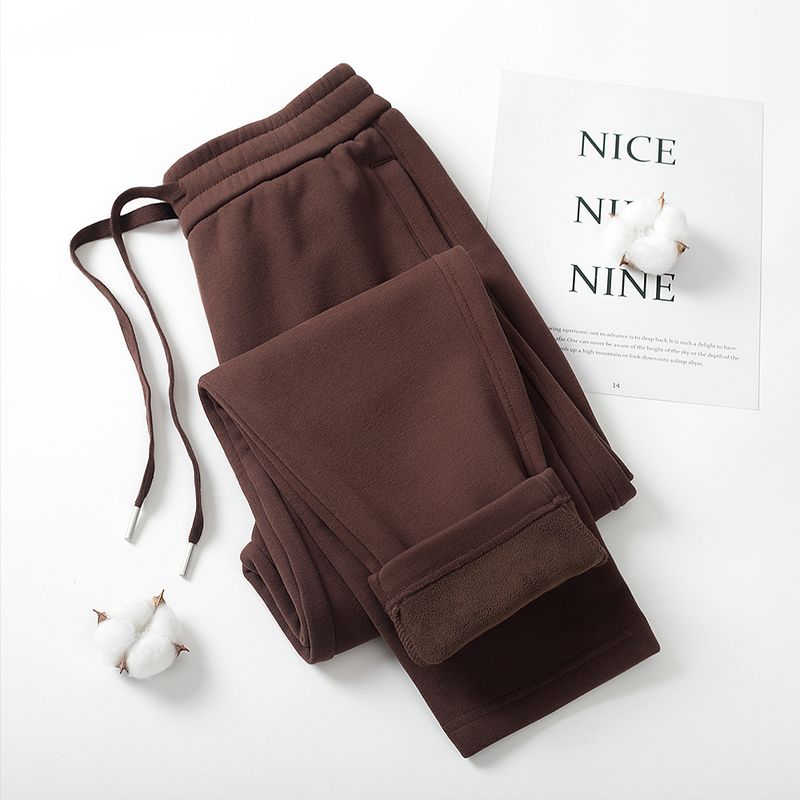 

Новинка 2024 года Коричневые Повседневные Спортивные Прямые Брюки Женские Спортивные Штаны Брюки Осень и Зима Флисовая Подкладка Толстые Повседневные Брюки Coffee [Winter Fleece-lined]] 2XL