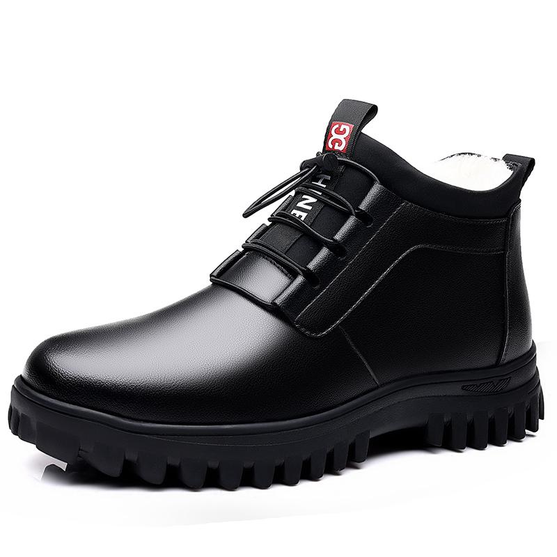 New Winter Leather Shoes Fashionable Warm Comfortable Non Slip Business Cotton Shoes Outdoor Casual Snow Boots Super Comfortable