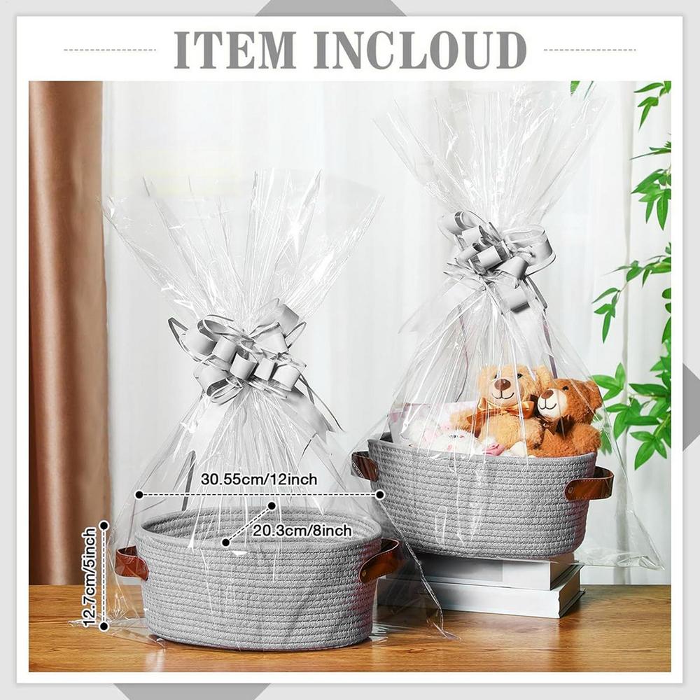 Woven Storage Basket Cotton Rope Basket Woven Storage Bins Desk Accessories Display Organizer For Snack Fruit Toy Kitchen светло-серый 2980₽