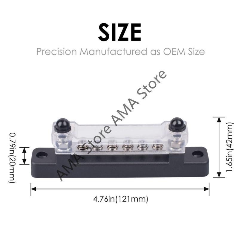 2pcs 6 Way Bus Bar Terminal Block 150A Power Distribution Terminal Block with Cover For Motorhome Boat Marine Battery Power