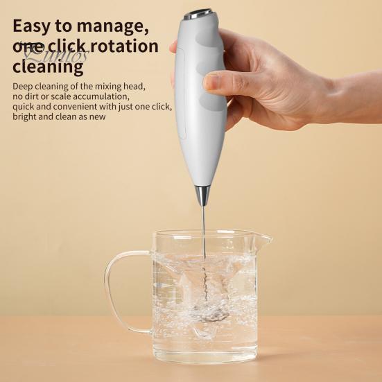 Milchaufschäumer, elektrischer Mixer, Edelstahl-Mixer, 2-in-1, wiederaufladbar, Schneebesen, Schaumbereiter für Kaffee, Latte, Cappuccino, heiße Schokolade, Matcha