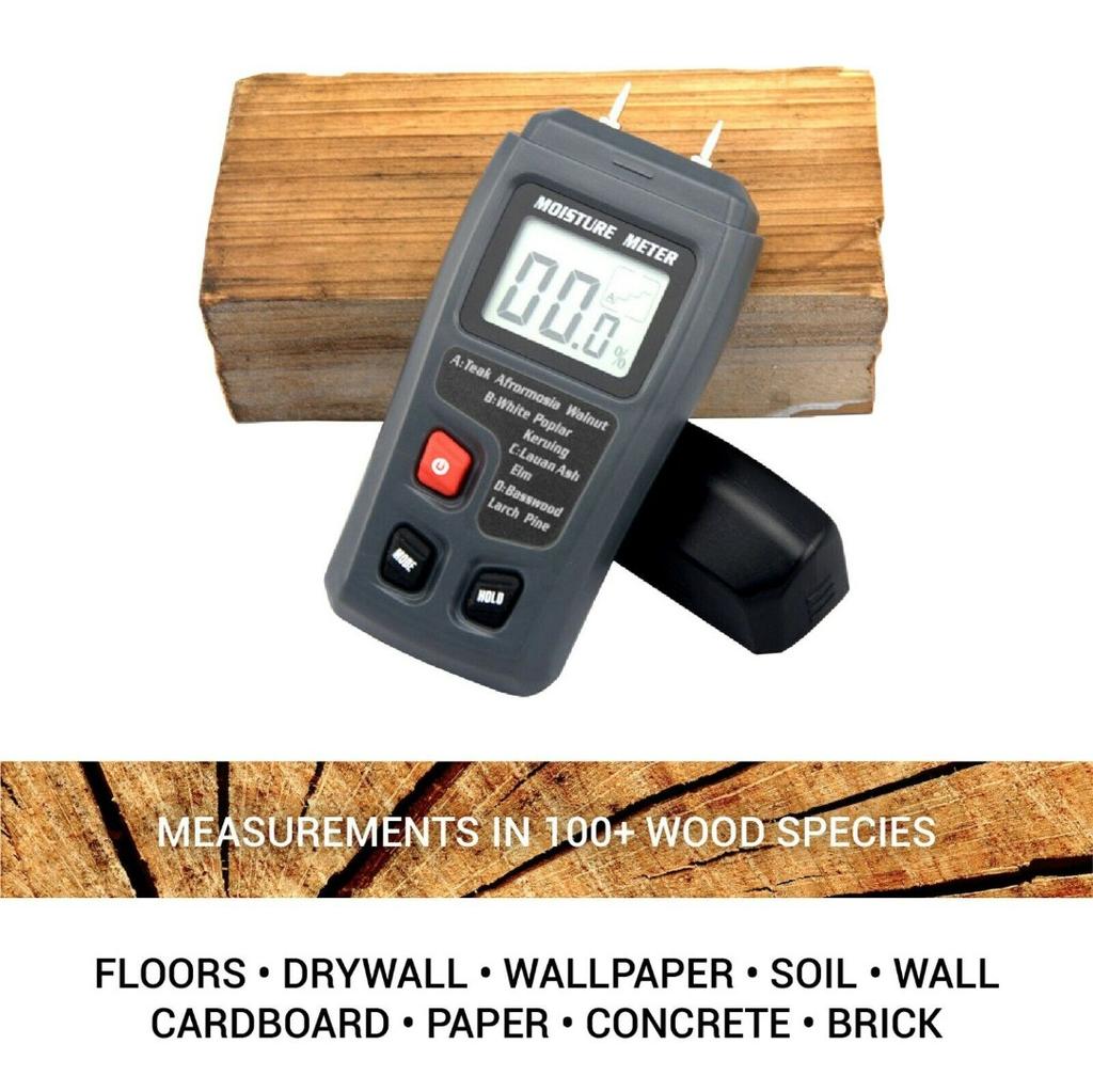 LCD Moisture Tester Digital Wood Moisture Meter Handheld Humidity Tester Damp Moisture Detector
