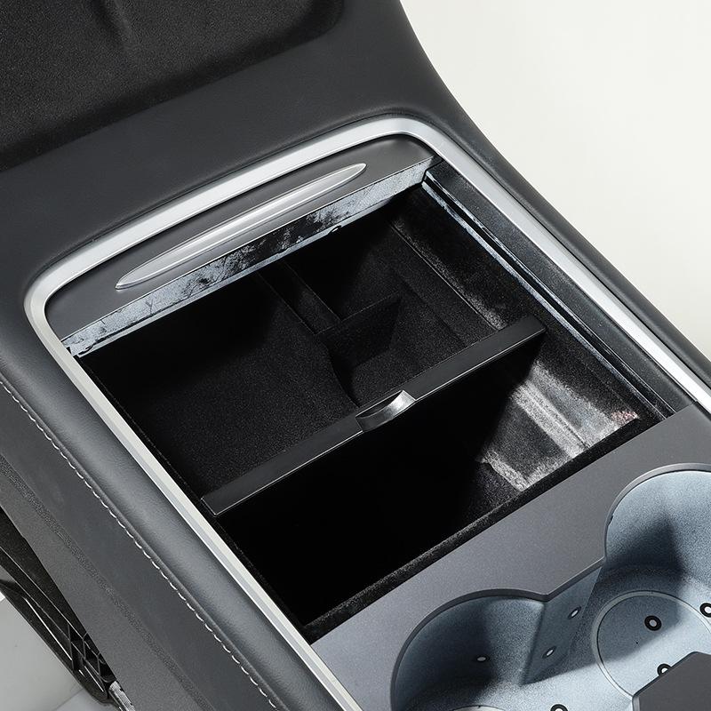 Car Central Armrest Storage Box for 2023 Tesla Model 3 Center Console Flocking Trunk Organizer Containers Car