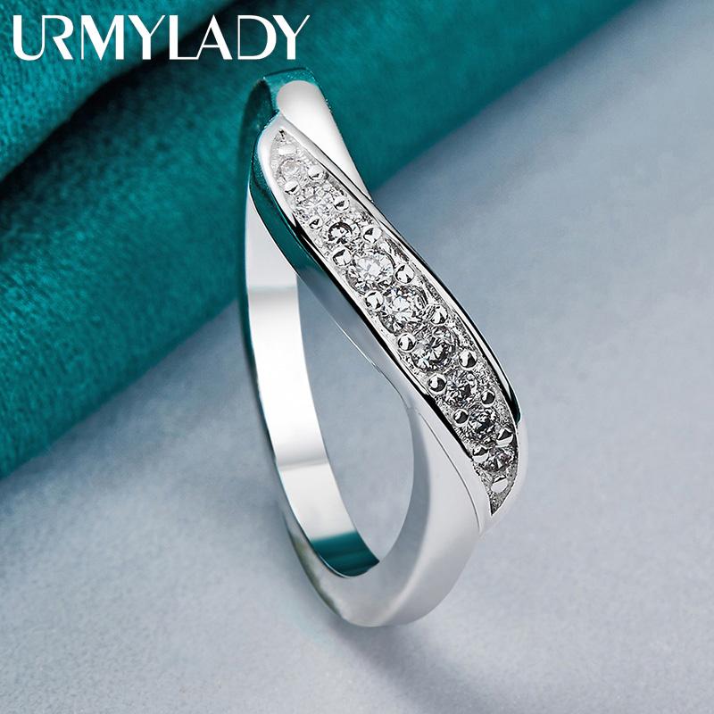 925 Sterling Silver Leaf Cyrkon 7 8 9 10 Pierścionek Dla Kobiet Moda Biżuteria