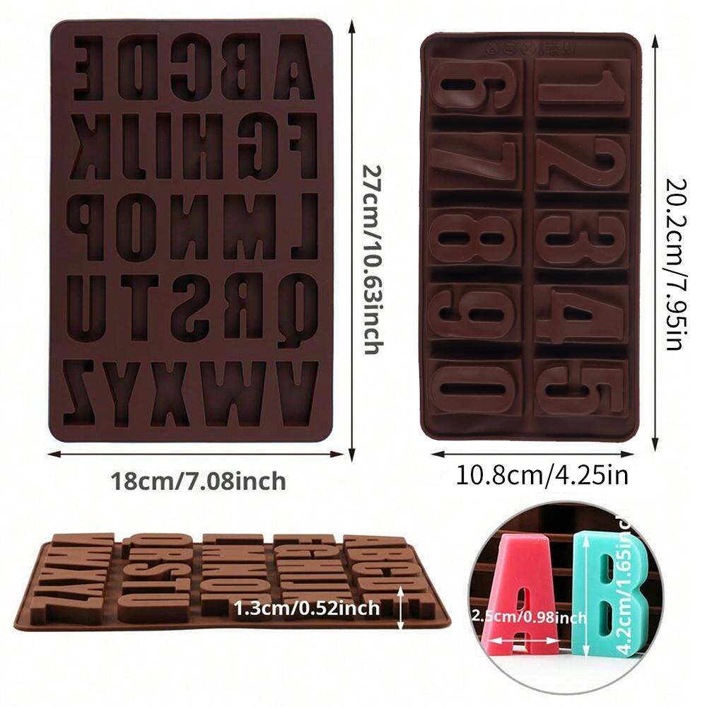 Letter Number Silicone Chocolate Mold 26 Alphabet 0-9 Number Nonstick Fondant Cake Biscuit Candy Jelly Baking Resin Mold