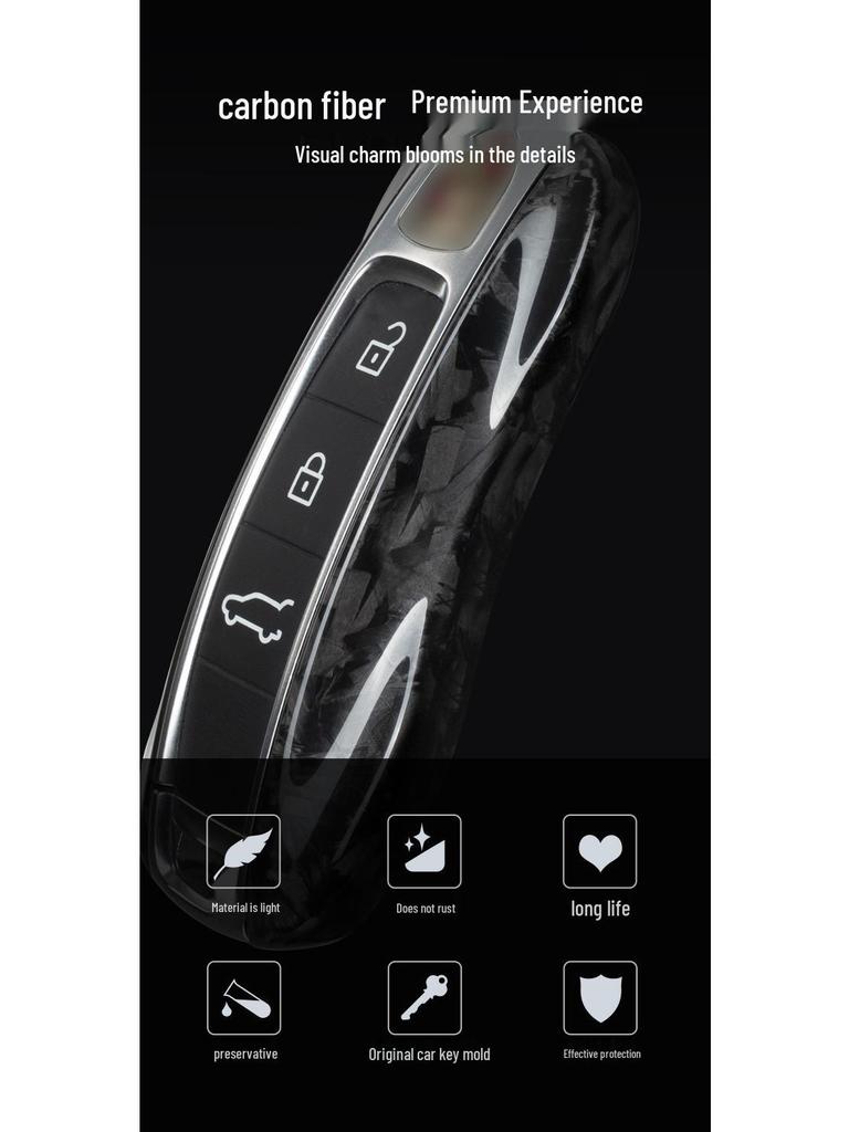 Real Carbon Fiber Key Case for Cayenne, Macan, 911, Panamera with Forged Pattern