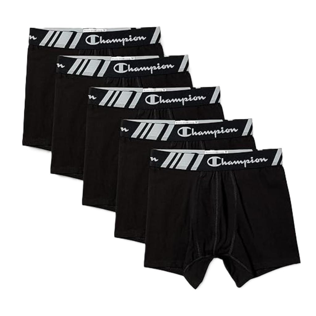 Champion Boxer Briefs Deodorizing 5P Boxer Black x Silver L (5-pack) Antibacterial, Deodorizing, Clean, Effect, Briefs, CM6ES702J, Men's, Gray,