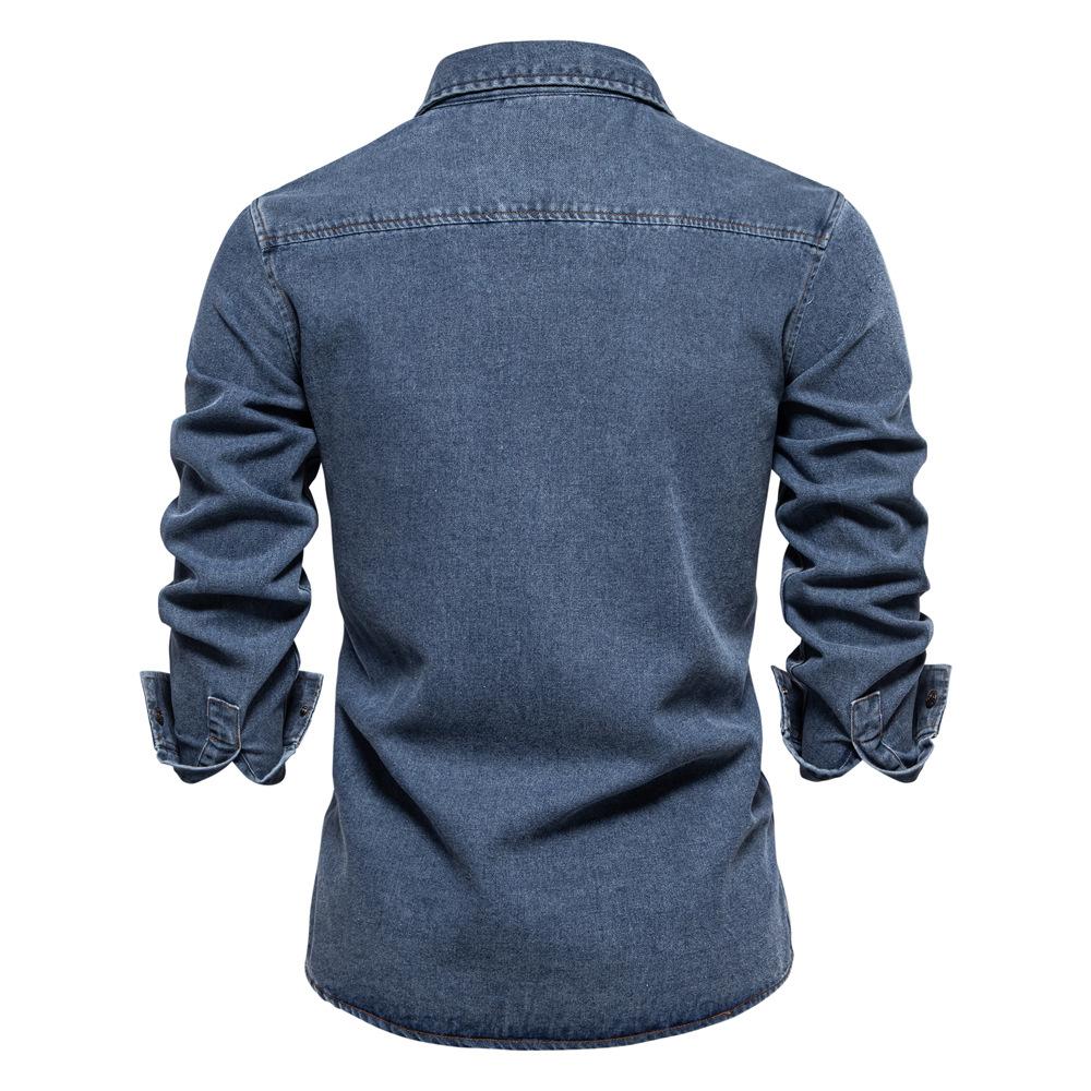 Camicia di Jeans da Uomo Manica Lunga Abbottonata Casual Vintage Resistente Vestibilità Ampia Camicia di Jeans con Tasche per Uomo Primavera Autunno Cotone Viaggio Lavoro