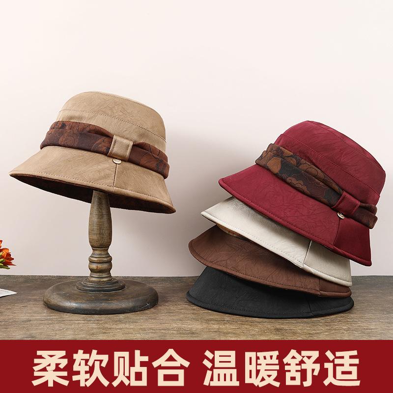 Ladies new hat autumn and winter top hat double thermal basin hat middle old man hat mother fashion bucket hat