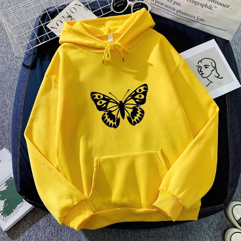 2025Fashion Trend Autumn Winter Butterfly Print Hoodie Sweatshirt for Men and Women Couple Korean Style Casual Simple Top