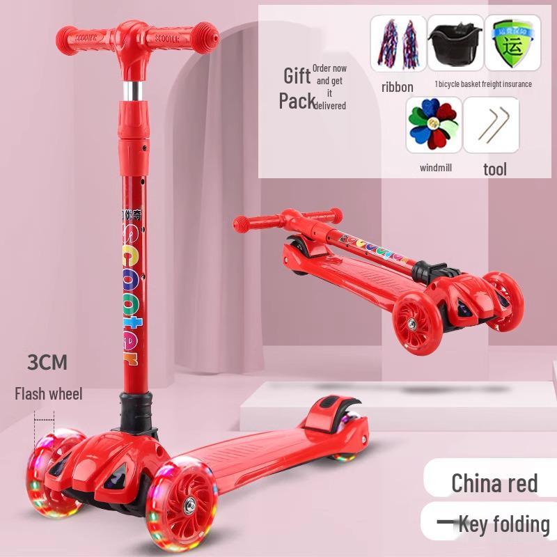 Children's Foldable Scooter for Ages 3-12, Pedal Model, Suitable for Boys and Girls