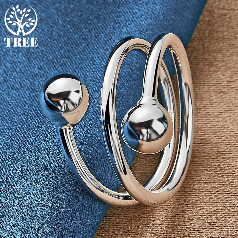 925 Sterling Silver Double Smooth 8mm Beads Ball Ring Jewelry