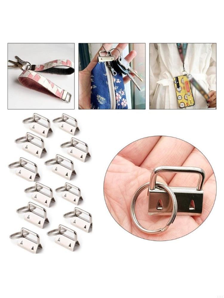 

50 Pieces 1 Inch for Key Hardware Set with Split Rings Pliers Tail Clips for Wristlet Clamp Lanyard Keychain DIY X3UC CN