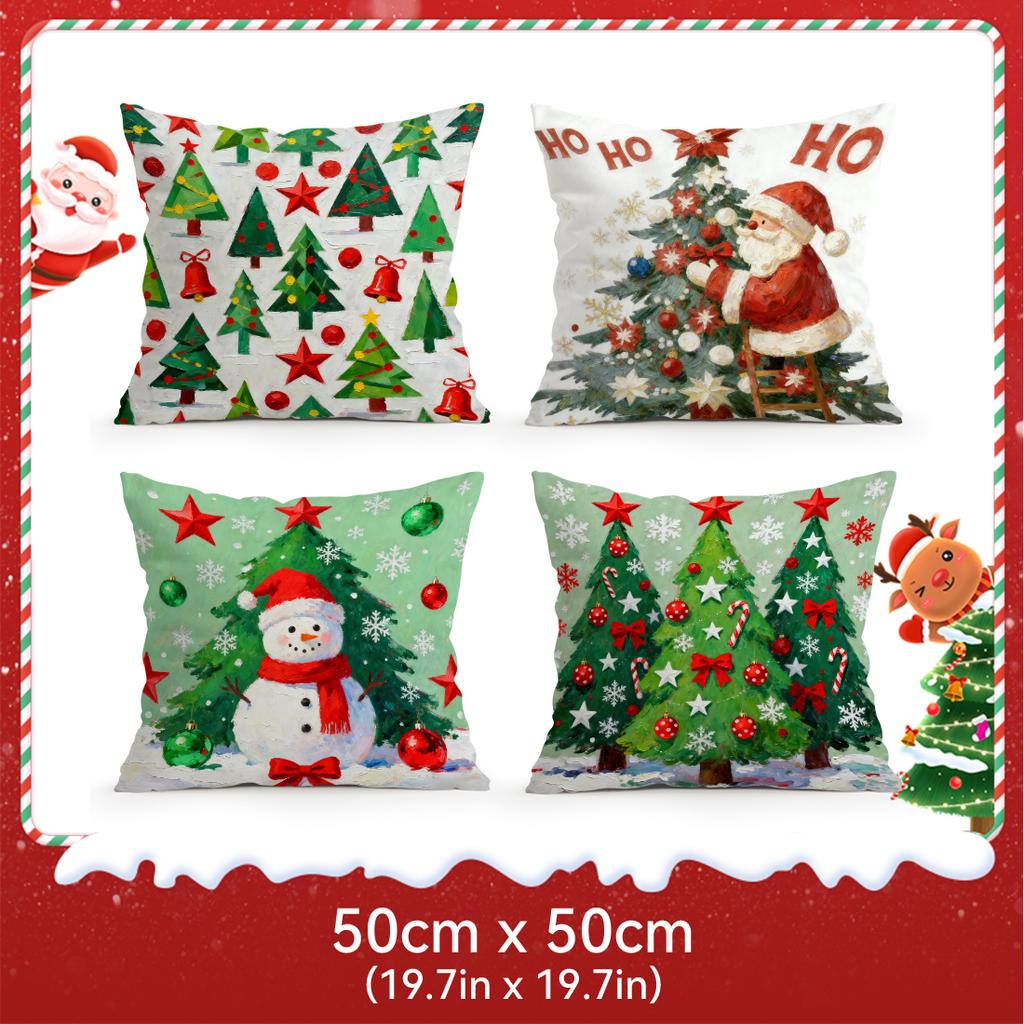 Cartoon Christmas Theme Pillowcase Printed Polyester 40/45/50Cm Throw Pillowcover Decorative Sofa Cushion Pillowslip Home Decor