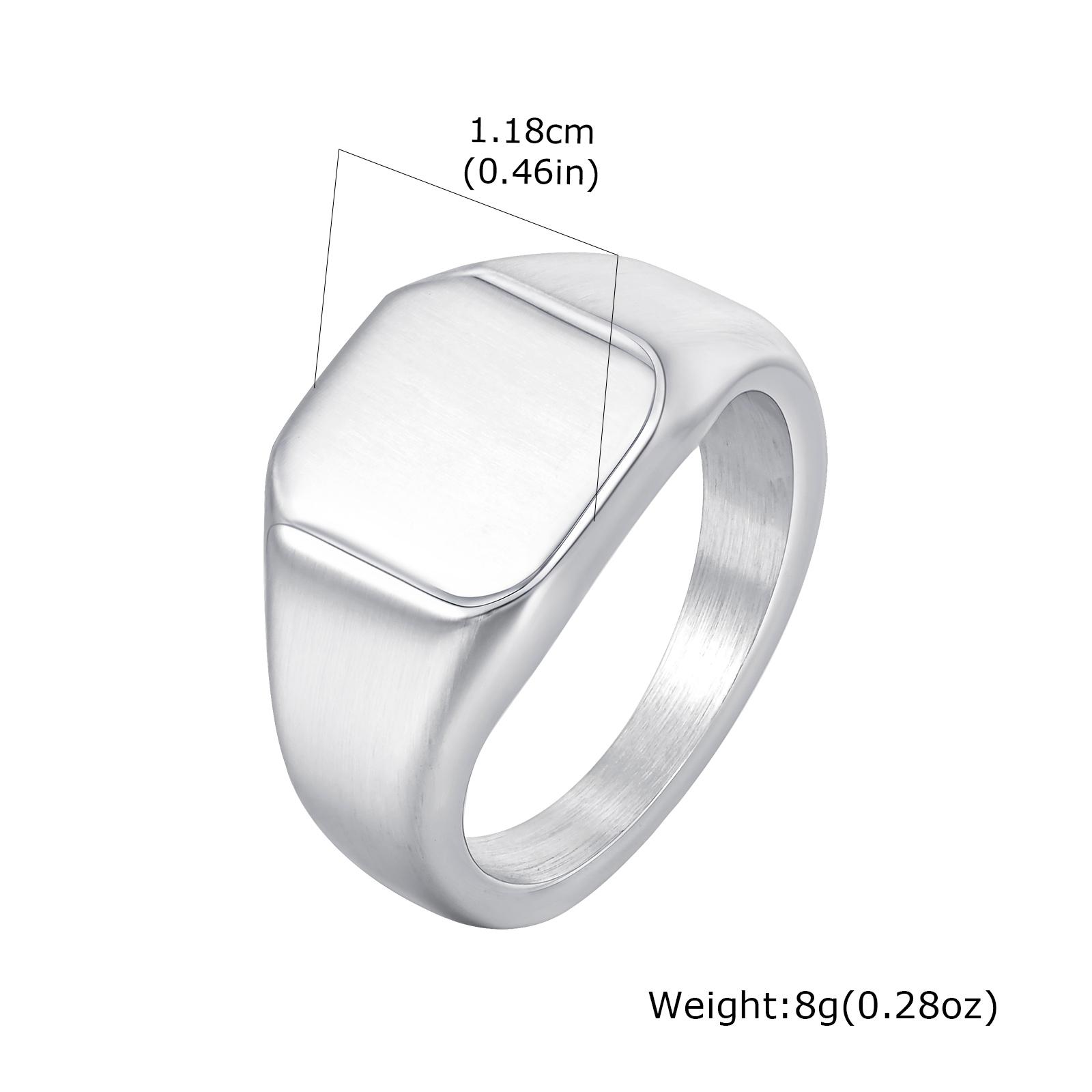 

Stainless Steel Signet Ring for Men Women,Gold Silver Color Band Ring Pinky Ring Cool Finger Ring,Simple Jewelry Gift for Him 12