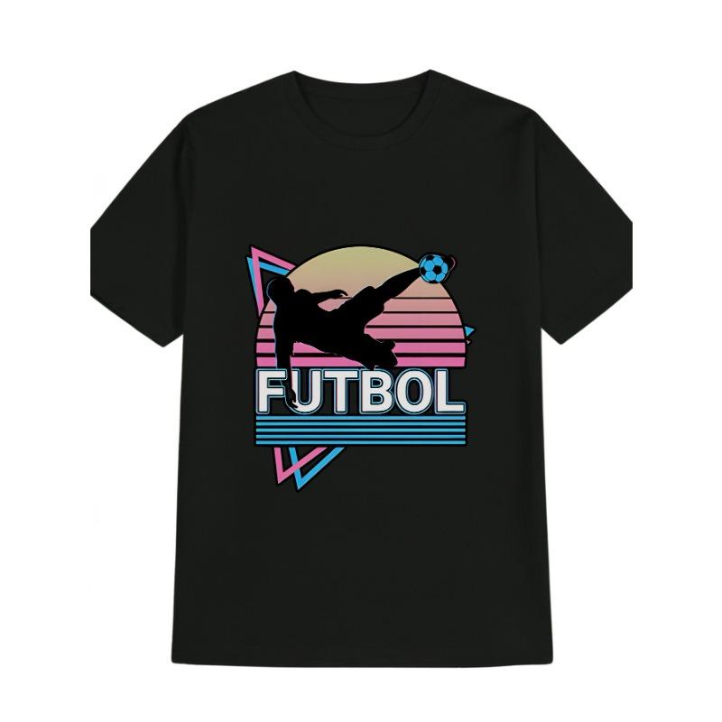 

Men S Retro Soccer Graphic T-Shirt - Vintage Football Silhouette & FUTBOL Text Print, Soft Breathable Neck Tee, Machine Washable Regular Fit Shirt 4XL чорний