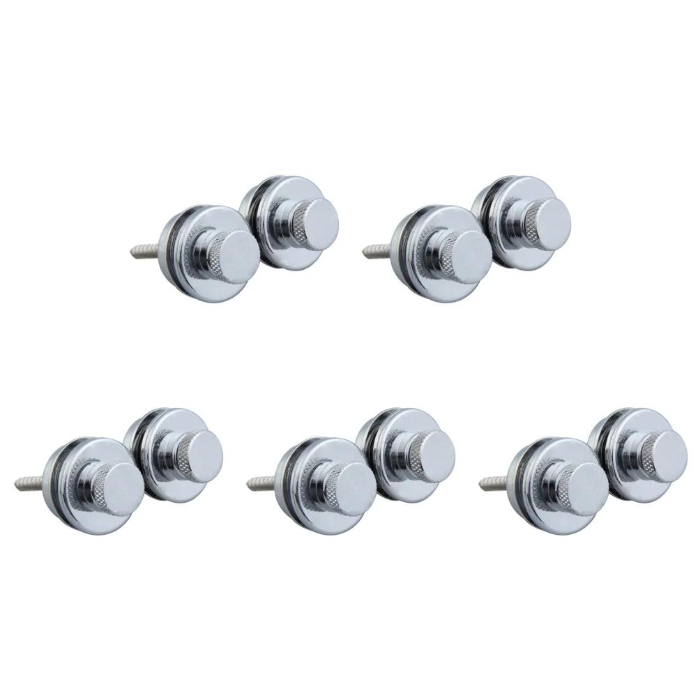 10-2PCS Electric Guitar Straplock Zinc Alloy Bass Safety Straplock Flat Head Non-slip Replacement Musical Instrument Accessories