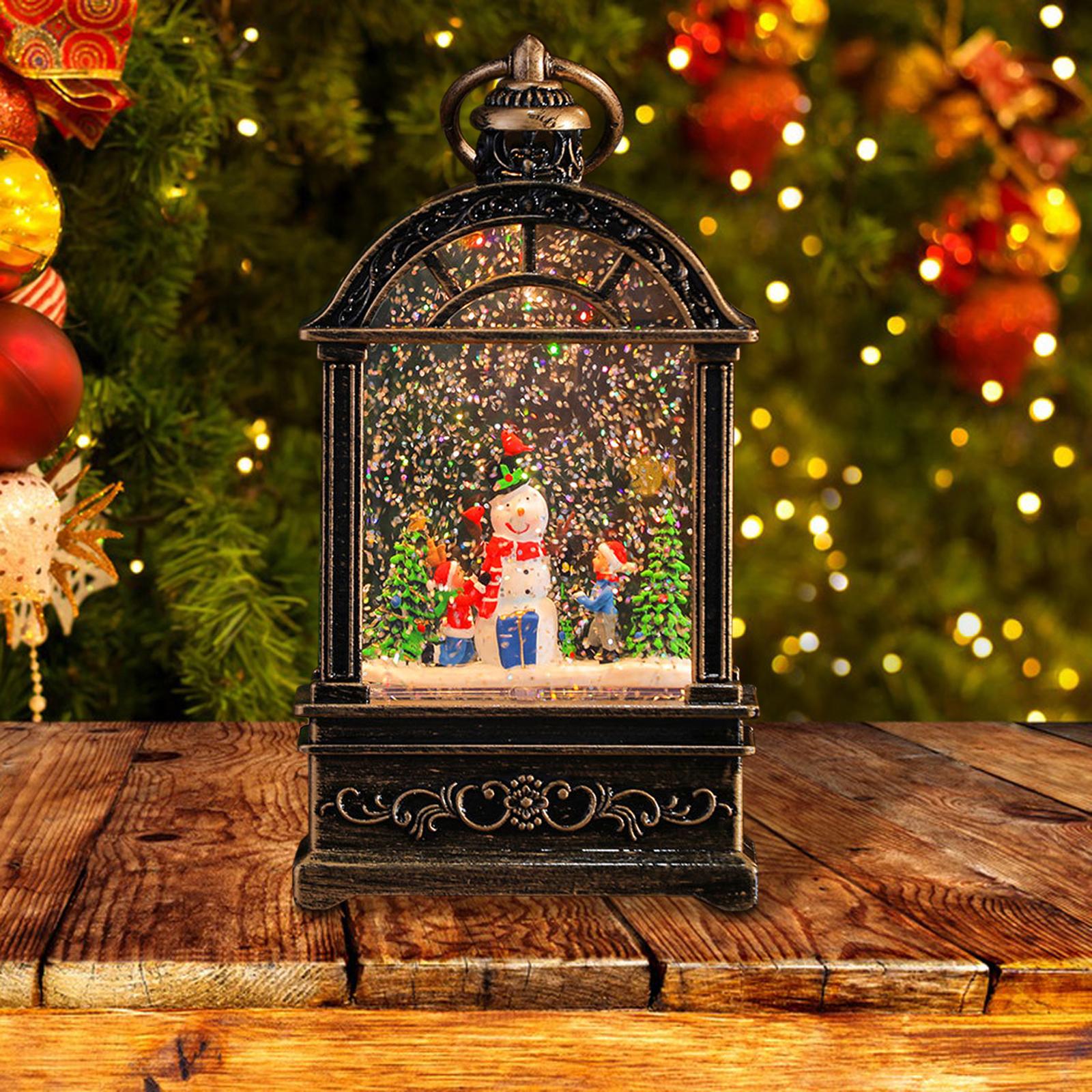 Christmas Musical Snow Globe Lantern Table Centerpiece Light Night Light Christma Gift for Home Holiday Party Desk Xmas Decor