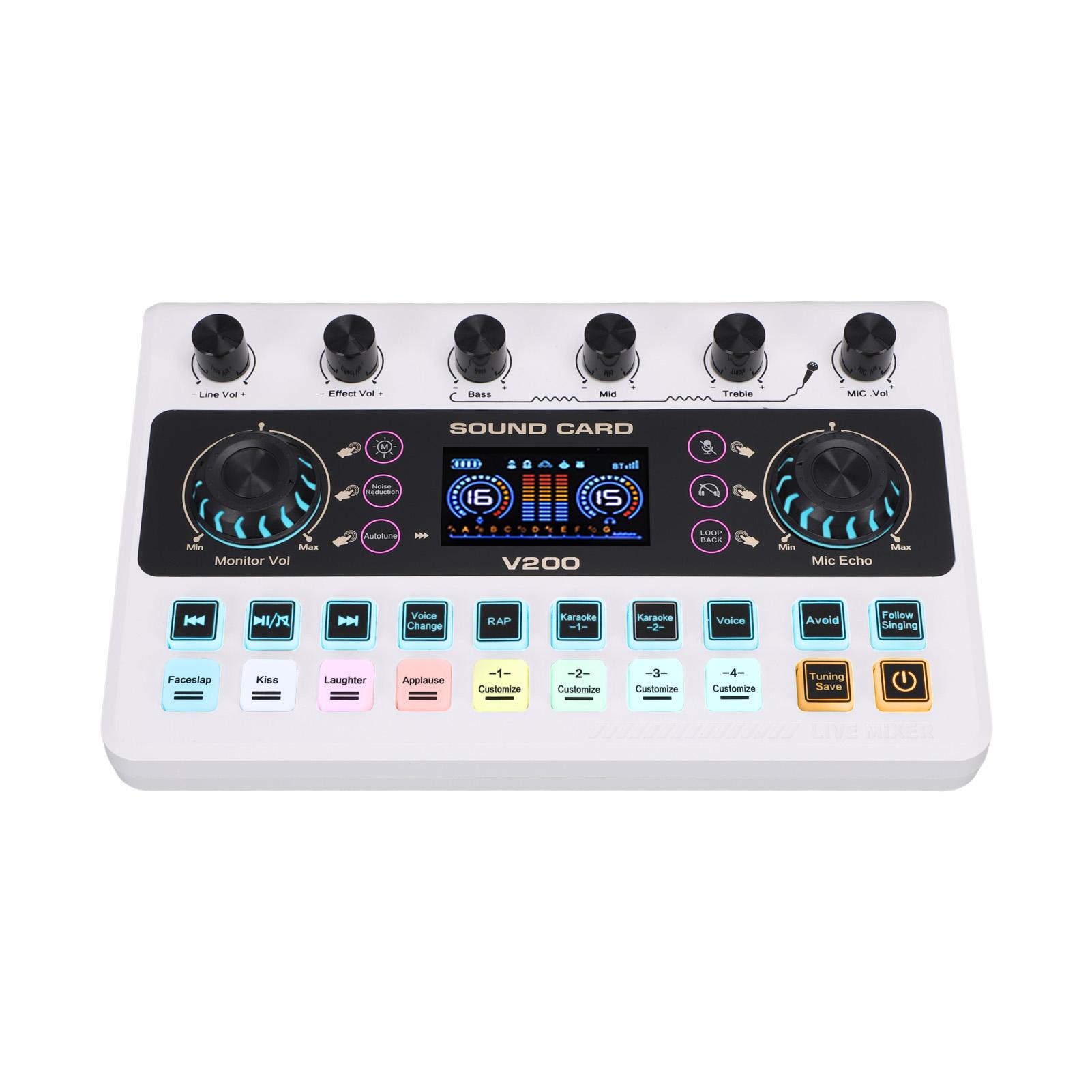 

Мікшерна звукова карта для прямої трансляції Звукова консоль Професійний запис 12 голосових ефектів Світлодідний дисплей Перезаряджуваний для