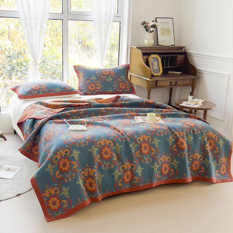 

Двошарова ковдра з чистої бавовняної марлі – Бавовняний плед з довговолокнистої бавовни для сну та покривало для ліжка 230*250 Three-Piece Set