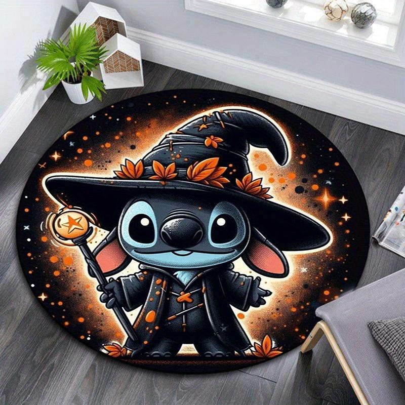 

1pc Stitch Round Area Rug,Non Slip,Machine Washable Polyester Carpet for Living Room,Bedroom Decor 80cm by 80cm