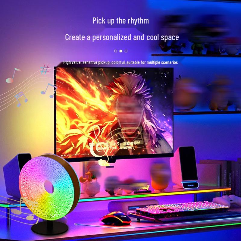 Buntes Sound-aktiviertes Rhythmuslicht: Musiksynchronisierte Nachtlampe für Schlafzimmer-Ambiente