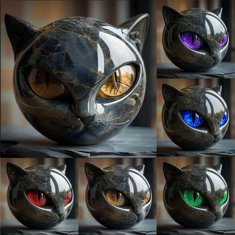 Resin Black Cat Sculpture Home Decor Hand-Carved Luxury Black Cat Figurine Healing Elegant Black Cat Figurine Decorative Statue