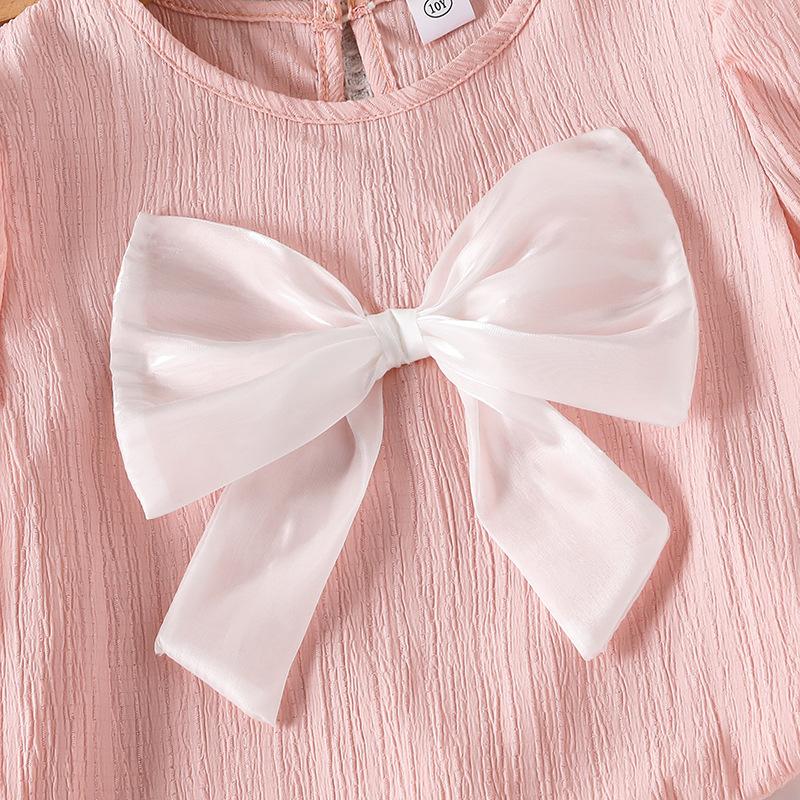 Mädchen Mode Set Herbst Kinder Süße Schleife Langarm Oberteil, Lange Hose