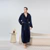 Cozy Couple Jacquard Fleece Long Robe - Hooded Autumn/Winter Bathrobe for Men & Women