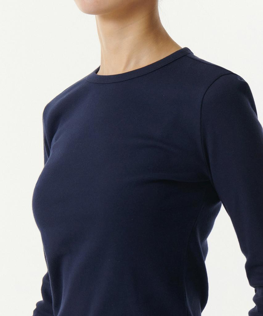 MUSINSA STANDARD WOMAN Women'S Slim Crew Neck Long Sleeve T-Shirt [Navy]