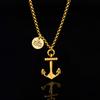 Fashion Round Medal Anchor Pendant Square Bead Chain Necklace for Men Women