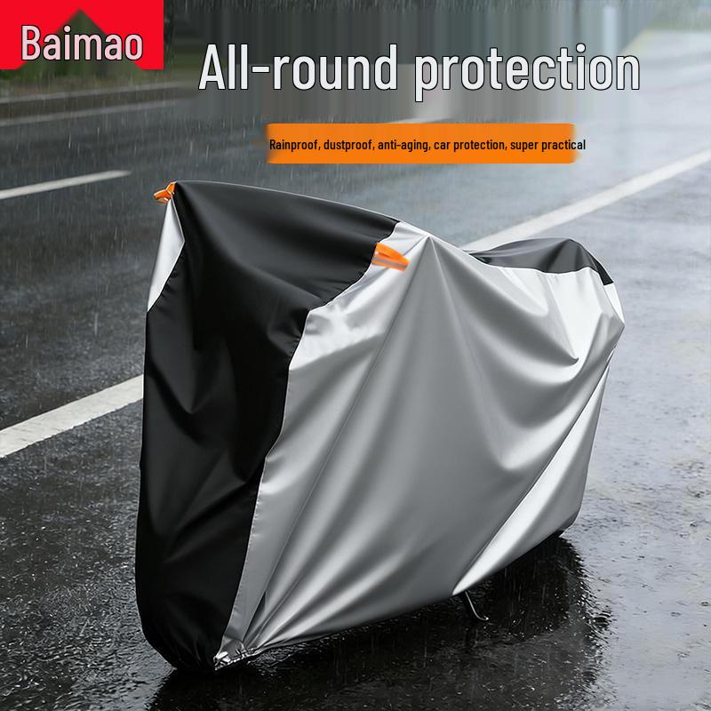 Waterproof 190T Motorcycle Cover: Outdoor Dust, Rain & Sun Protection M (200x90x100CM) чёрный/серебряный