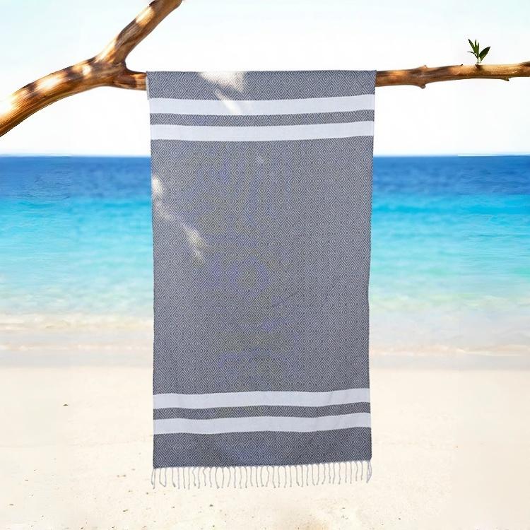 Custom Turkish Hammam Towel Soft Absorbent Portable UV Protection Beach Wrap Fringed Travel Bath Towel