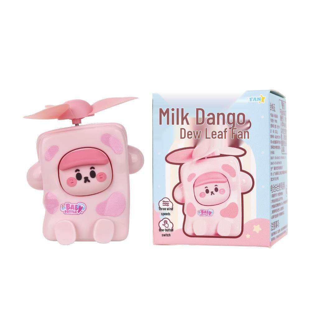 2026 Mini Handheld USB-Charged Student Portable Cute Cartoon Milk Bottle Fan