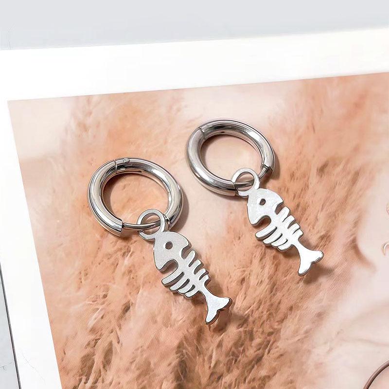 Trendy Titanium Steel Cat Ear Stud Earrings for Men & Women in Korean Punk Style