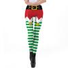Womens Christmas Striped Print Slim Mid-Rise Leggings Cosplay Bottoms