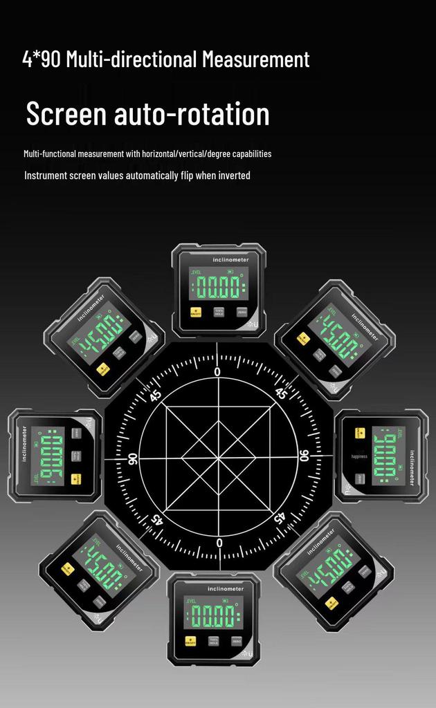 Smart Large-Screen Digital Inclinometer with Dual-Sided Laser Angle Measurement