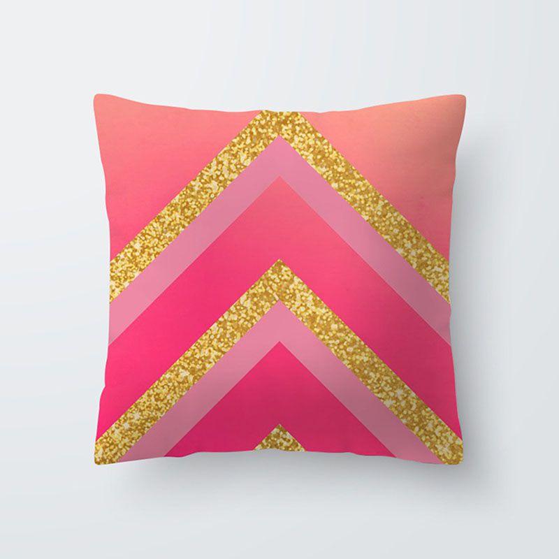 Luxurious Polyester Pillow Case Cover With Rose Gold Geometric Pattern For Home Decor