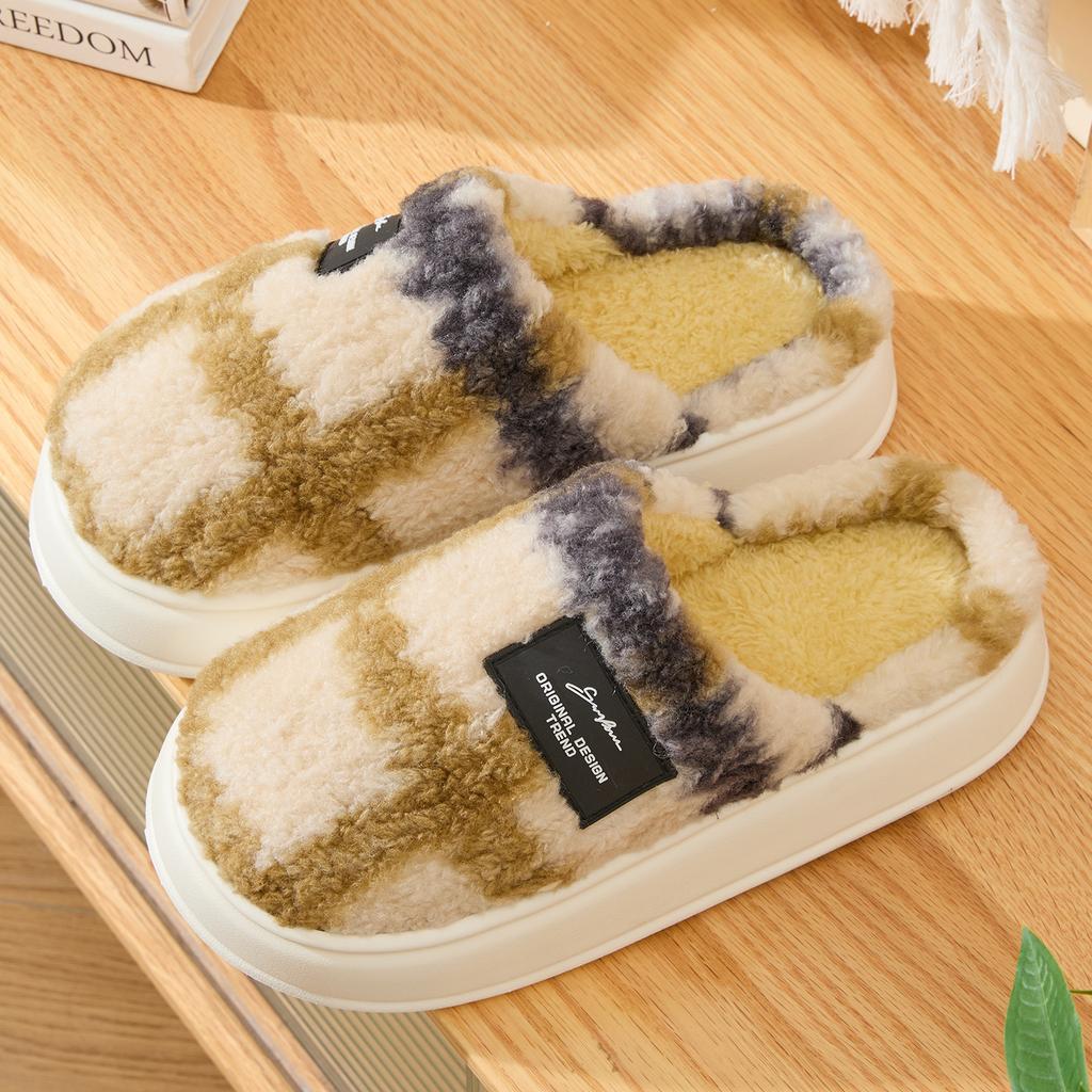 Winter Women Home Slippers Plush Warm Thick Bottom Slides Breathable Soft Non-slip Slippers Indoor Outdoor Men Casual Slippers