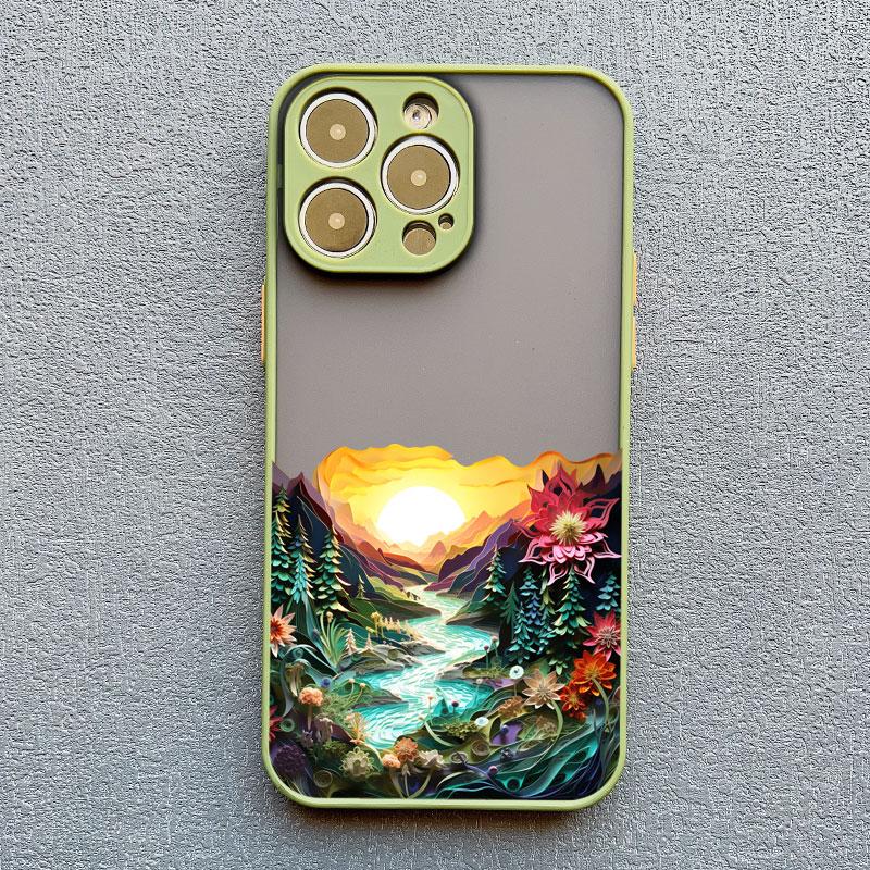 Forest scenery Mountain River Landscape Phone Case For iphone 16 15 14 13 12 11 Pro Max Mini Plus X XR XS 7 8 Shockproof Cover