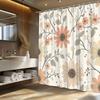 Blumen-Duschvorhang - Pfirsichfarbene & Beige Blumen, Cremefarbener Hintergrund, Minimalistisches Polyester, Waschmaschinenfest, Ganzjahres-Badezimmer