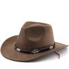 Western cowboy felt hat tibetan style top hat leaf belt autumn and winter jazz hat suede hat