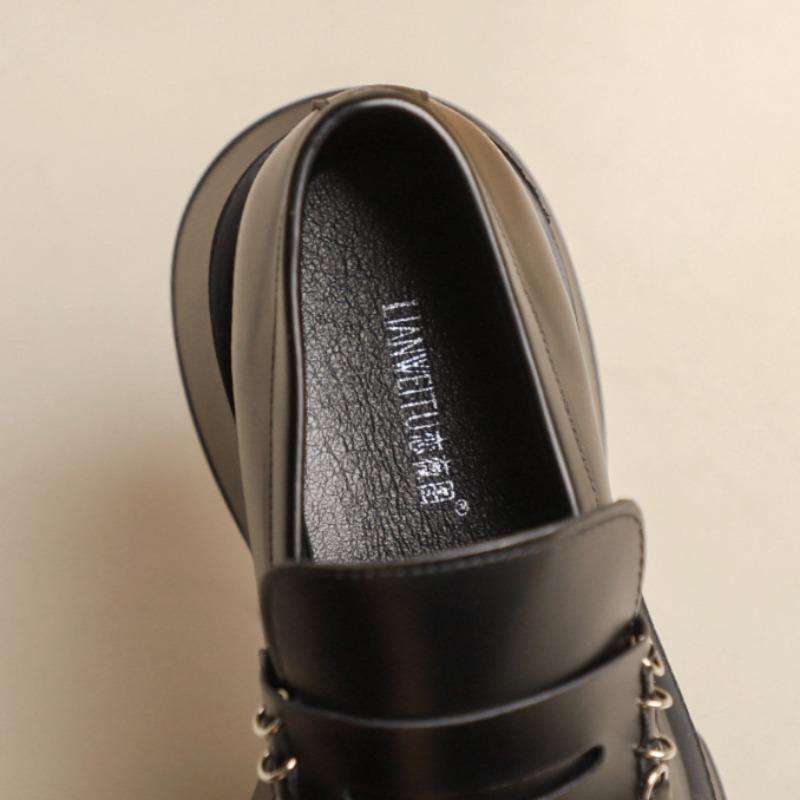 Dámské mokasíny s platformou se silnou podrážkou, nové jarní a podzimní jednoduché boty, retro design, malé kožené boty britského stylu Niche